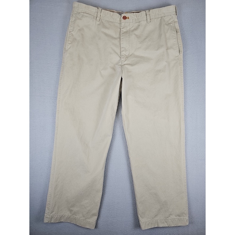 Timberland Pants Men's 40x29 Khaki Straight Flat Front Cotton Chinos Preppy Work